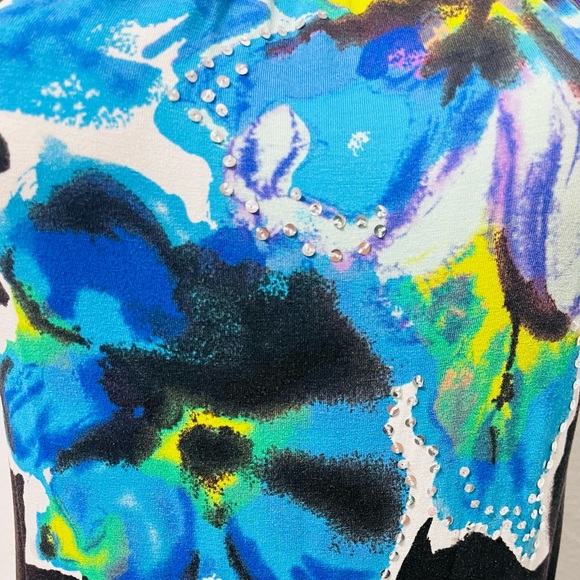 S Vintage INC International Concepts Floral Blue & Black Sequin Dress - Picture 13 of 14